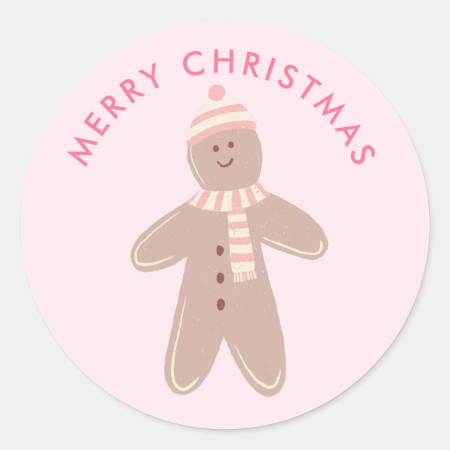Adesivo Gingerpão rosa-claro Primeiro Natal (Frente)