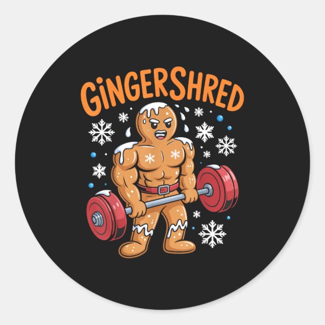 Adesivo Gingershred Christmas Gym Workout Funny Gingerbrea (Frente)