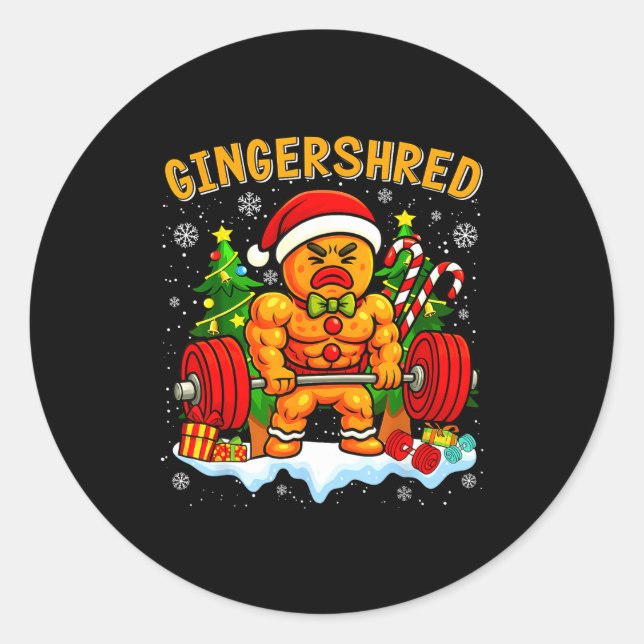 Adesivo Gingershred Funny Gingerbread Man Gym Bodybuilding (Frente)
