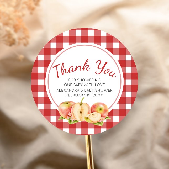 Adesivo Gingham Apple of Our Eye Baby Shower (Apple Baby Shower Sticker)