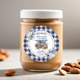 Adesivo Gingham Azul do Chá de panela Floral do Mercado