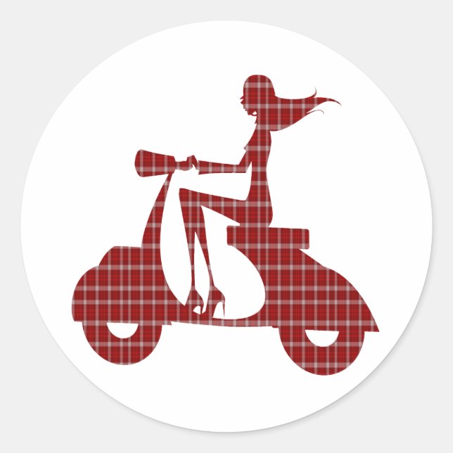 Adesivo gingham branco patinete (Frente)