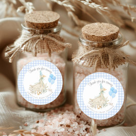 Adesivo Gingham Chá de fraldas Azul do Goose Boy Adorável