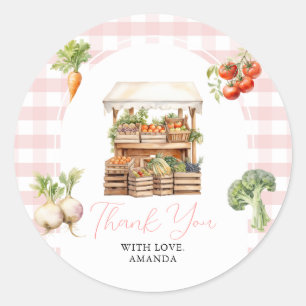 Adesivo Gingham, Chá de fraldas de mercado fresco, crescid