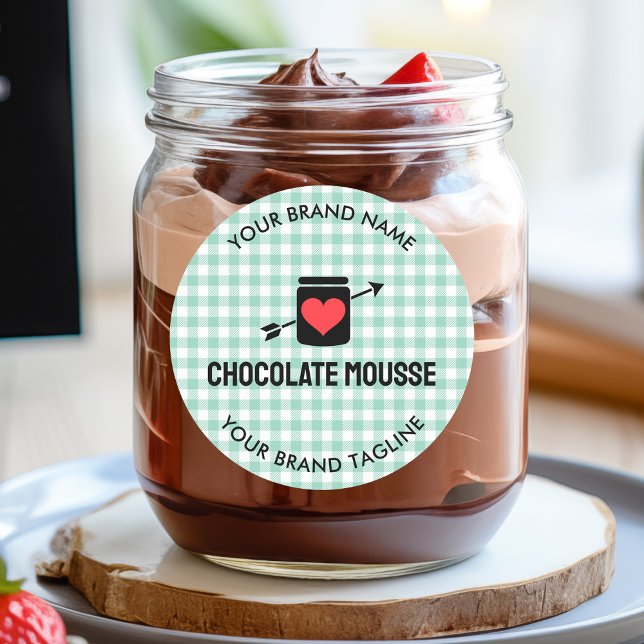 Adesivo Gingham Checks Green Pattern Jar Label Business (Gingham Checks Green Pattern Jar Label Business)