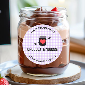 Adesivo Gingham Checks Purple Pattern Jar Label Business