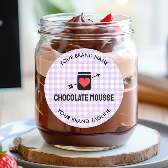 Adesivo Gingham Checks Purple Pattern Jar Label Business (Gingham Checks Purple Pattern Jar Label Business)