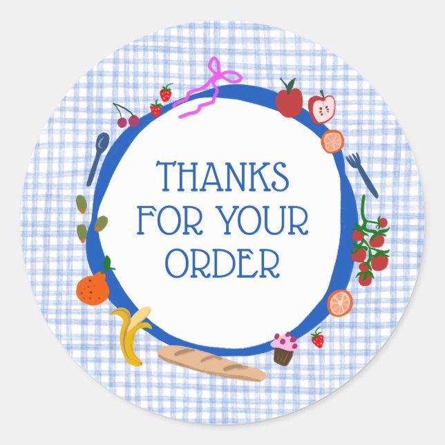 Adesivo Gingham Picnic Modern Cute CUSTOM ORDER THANK YOU (Frente)