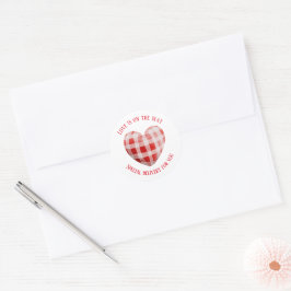 Adesivo Gingham Red Heart 'O amor está a caminho'