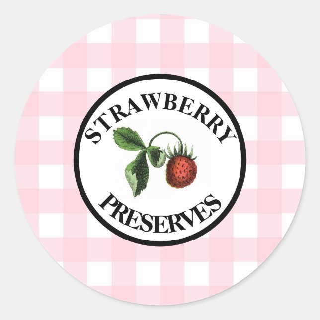 Adesivo Gingham Retro Geleia de Morango (Frente)