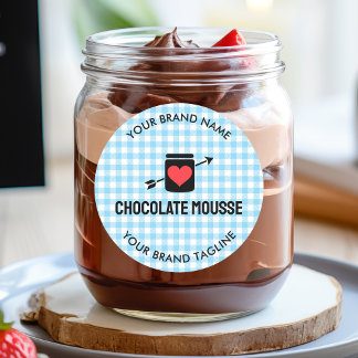 Adesivo Gingham verifica o rótulo do jar padrão azul para 