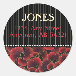 Adesivo Gingko Pinstripe Dots Classy Red Black Art Deco