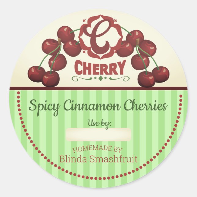 Adesivo ginjas cereja fruta cereja conservas personalizada (Frente)