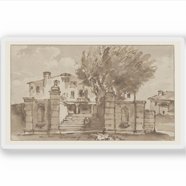 Adesivo Giovanni Battista Tiepolo - Visão de uma Villa (Frente)