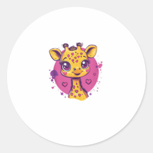 Adesivo Girafa Adorável Com Amor De Cartoon