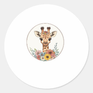 Adesivo Girafa Adorável Com Flores