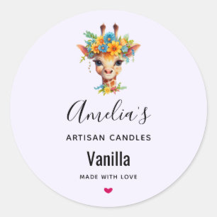 Adesivo Girafa Bonita com Velas Florais