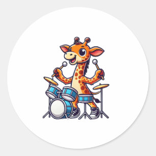 Adesivo Girafa Bonita Jogando Dragas Girafas Drummer Músic