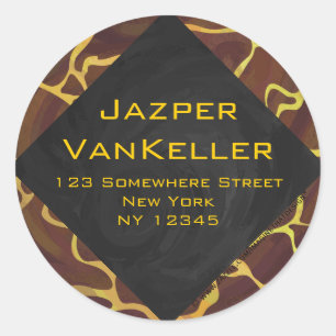 Adesivo Girafa Brown do monograma, impressão amarelo