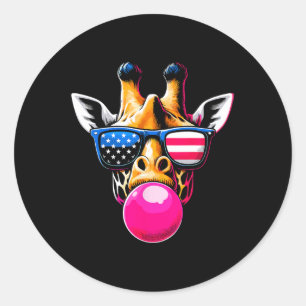 Adesivo Girafa Com Gles Dos Eua E Bubblegum 4 De Julho