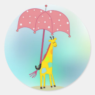 Adesivo girafa com guarda-chuva