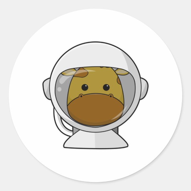 Adesivo Girafa como astronauta com capacete (Frente)