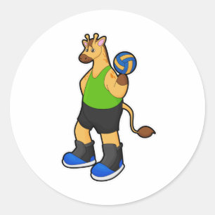 Adesivo Girafa como jogador de voleibol