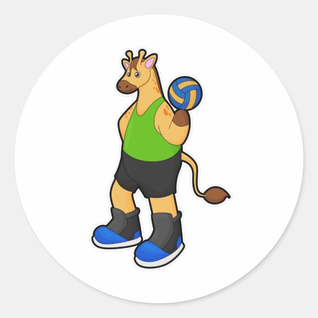 Adesivo Girafa como jogador de voleibol (Frente)