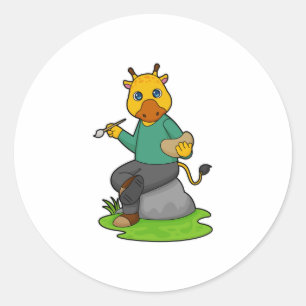 Adesivo Girafa como Pintor com Pintor