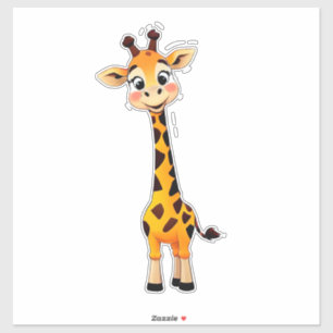 Adesivo Girafa de Desenho Animado Fofa