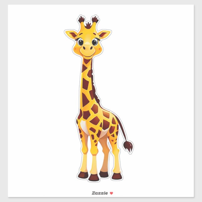 Adesivo Girafa de desenho animado fofa (Folha)