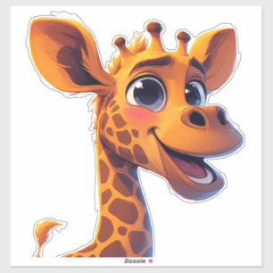 Adesivo Girafa de desenho animado fofa em pé alegremente