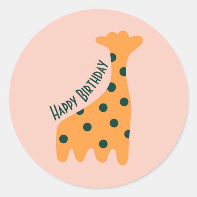 Adesivo Girafa de laranja fofa personalizada (Frente)