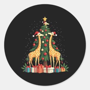 Adesivo Girafa de Natal bonita Girafa de árvore de Natal v