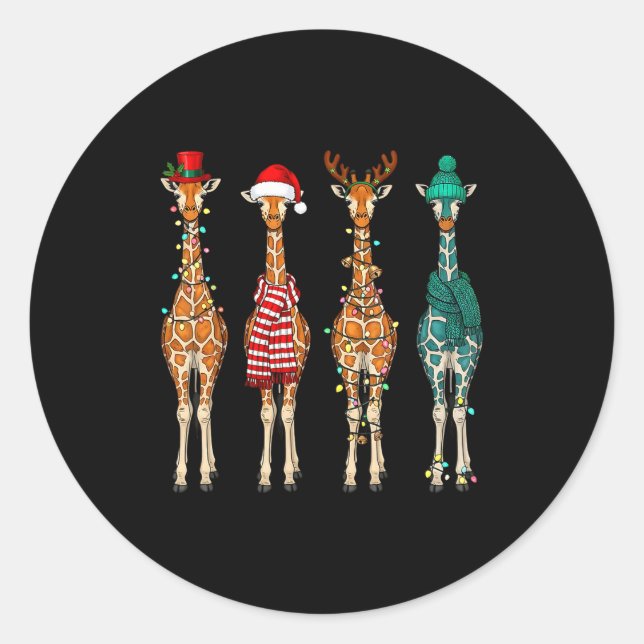 Adesivo Girafa de Natal Fofa Presente Divertido para Amant (Frente)
