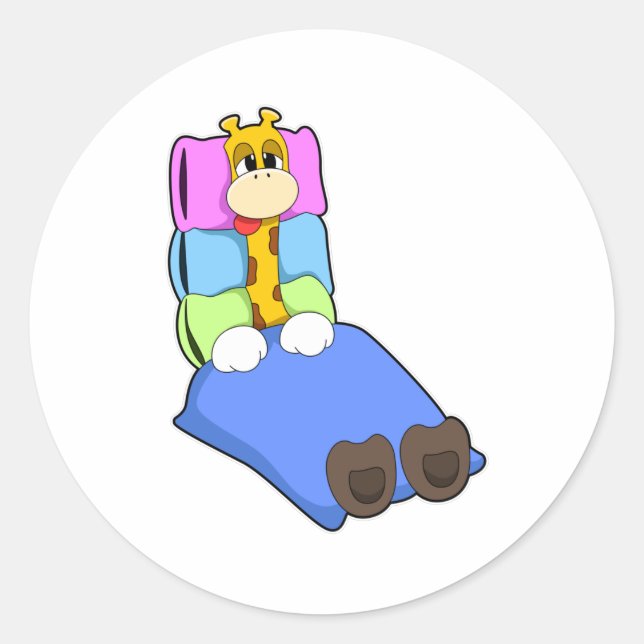 Adesivo Girafa dormindo com cobertor e Travesseiro (Frente)