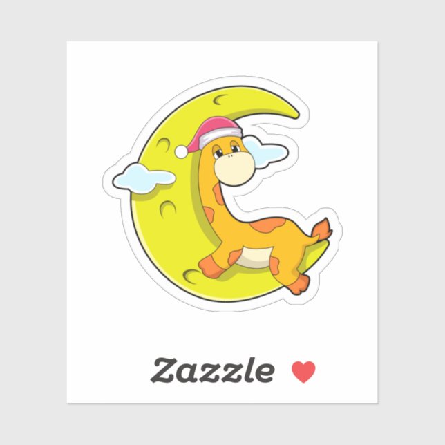 Adesivo Girafa dormindo com lua (Folha)