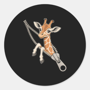Adesivo Girafa Emergindo De Um Zipper