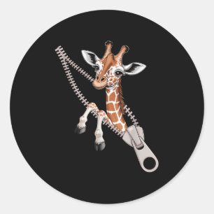Adesivo Girafa Emergindo de Um Zipper Fantasia Divertida p