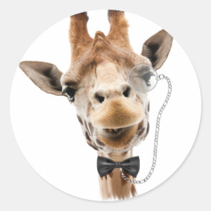 Adesivo Girafa engraçada com Bowtie e Monocle