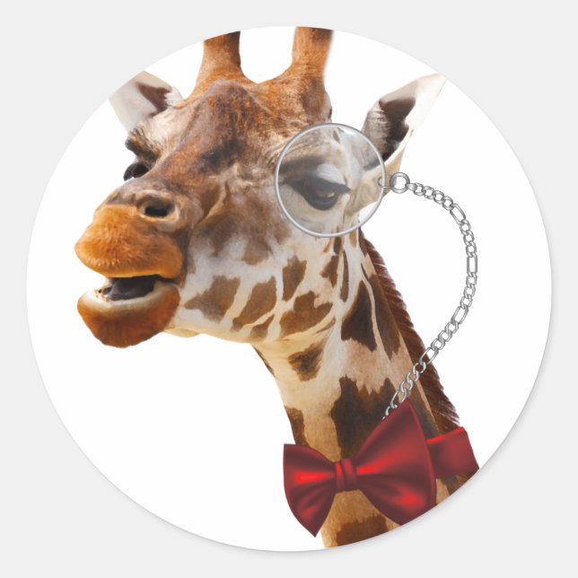 Adesivo Girafa engraçada com Bowtie e Monocle (Frente)