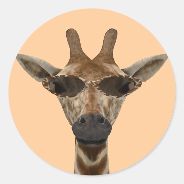 Adesivo Girafa Engraçada Disfarçada Com Óculos de Sol da M (Frente)