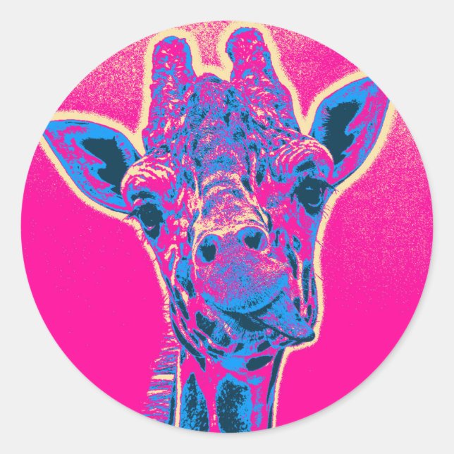 Adesivo Girafa Engraçada Esticando sua língua (Frente)