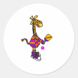 Adesivo Girafa Engraçada Jogando Pickleball