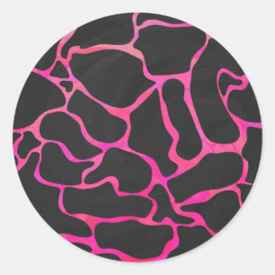 Adesivo Girafa, rosa quente e Impressão preto
