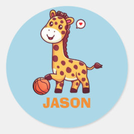 Adesivo Girafa simples e fofa kawaii com basquete