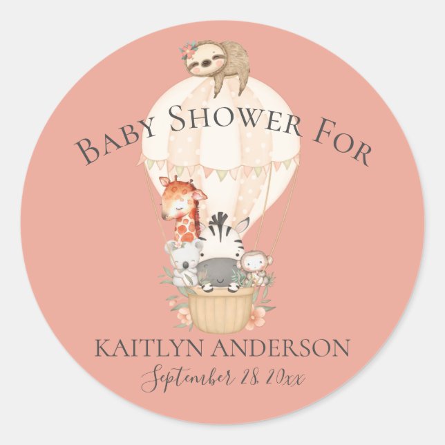 Adesivo Girafa Zebra Balão de Ar Quente Bebe Menina Fofa (Frente)