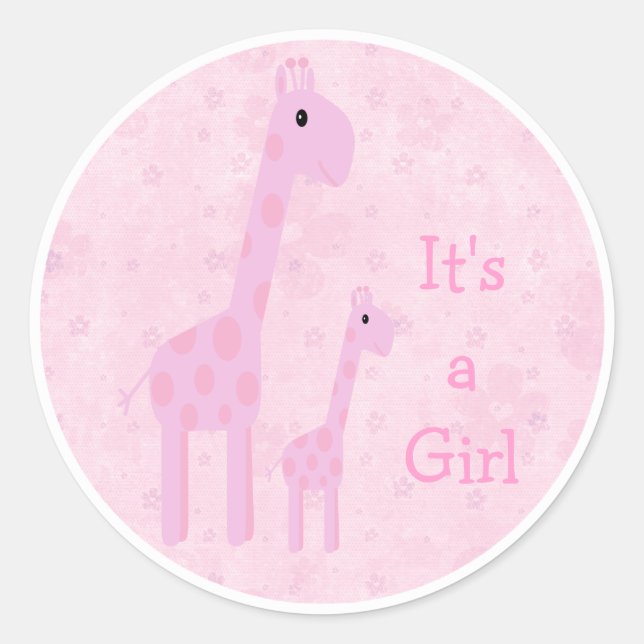 Adesivo Girafas e flores cor-de-rosa são uma menina nova (Frente)