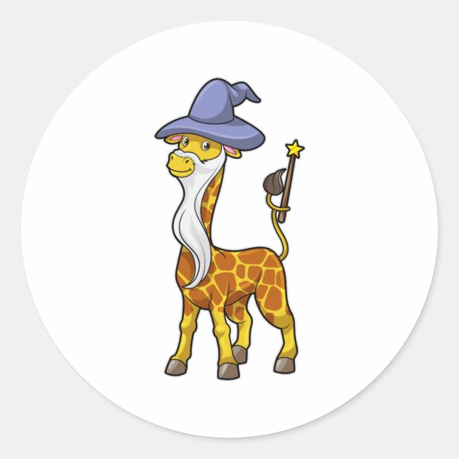 Adesivo Giraffe as Wizard with Magic wand & Hat (Frente)