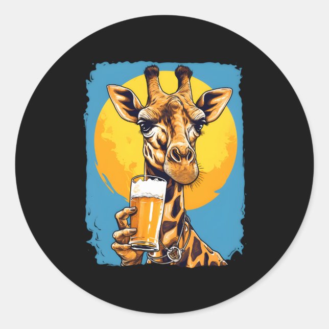 Adesivo Giraffe Bebendo Beer Beer Drinker Safari Zoo Anim (Frente)